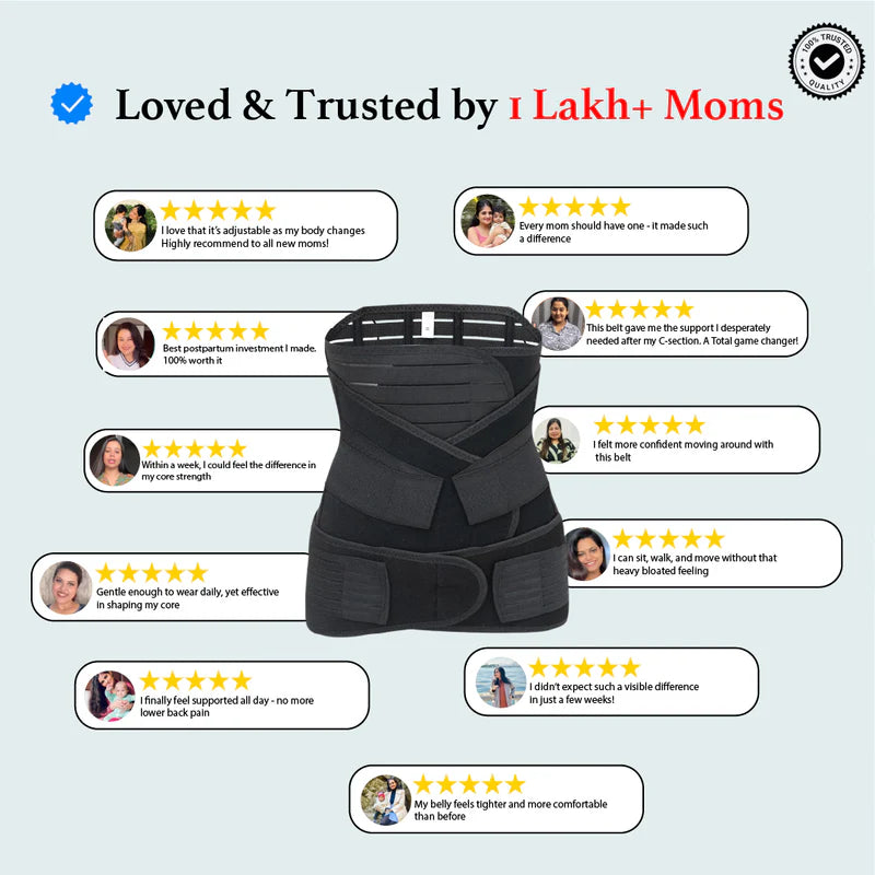 3-in-1 Post Pregnancy Belt for New Moms | Soft, Breathable & Skin-Friendly | 1 Year Warranty