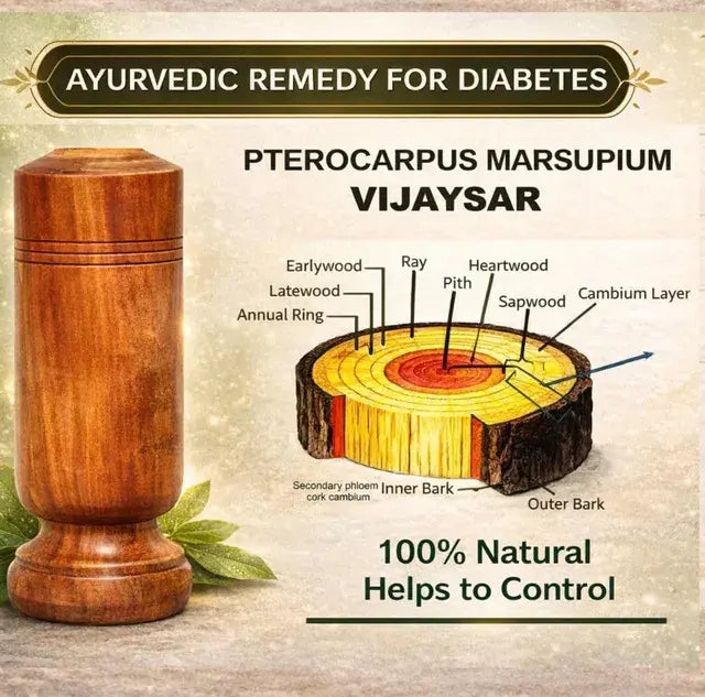 Ayurvedic Vijaysar Sugar Balance Wooden Tumbler